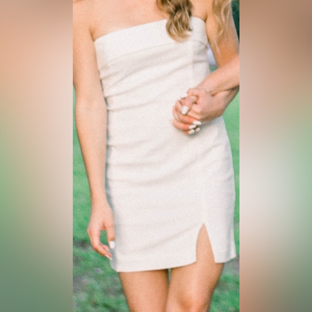 Elegant Cream Strapless Dress